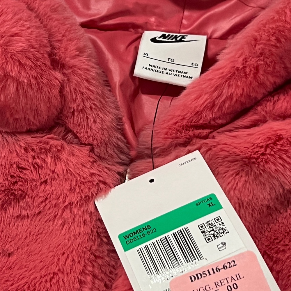Nike Womens Sportswear Essential Faux Fur Jacket ‘ Archaeo Pink’ Size XL NWT - Picture 3 of 8